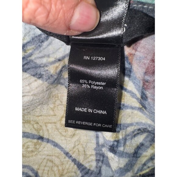 Ali Miles Floral V-Neck Tunic Top Soft Multicolor Asymmetrical Tie Front Casual - Picture 7 of 10